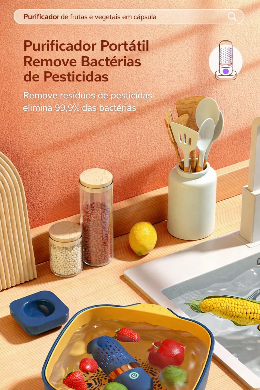 Lavador de legumes portátil