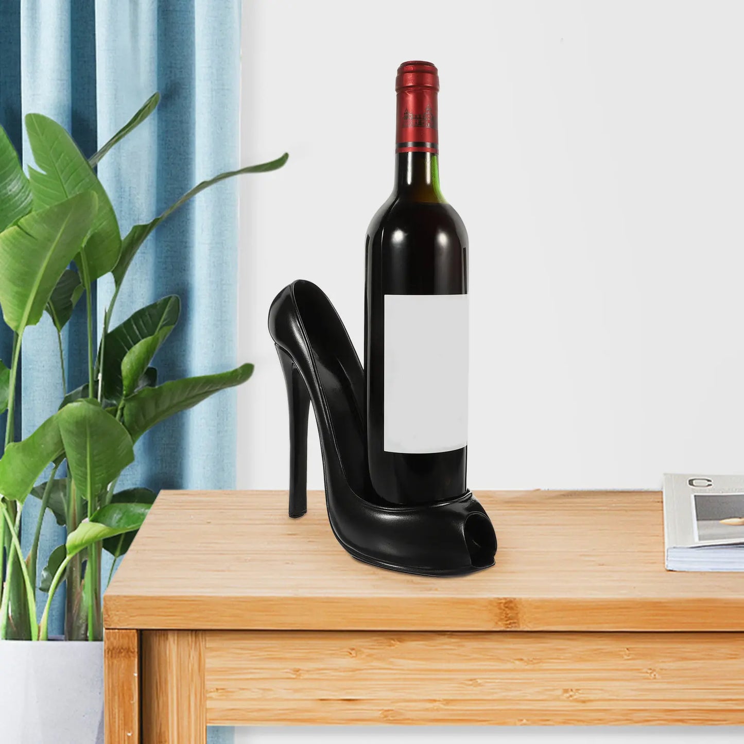 Suporte para Garrafa de Vinho em Resina em Formato de Salto Alto